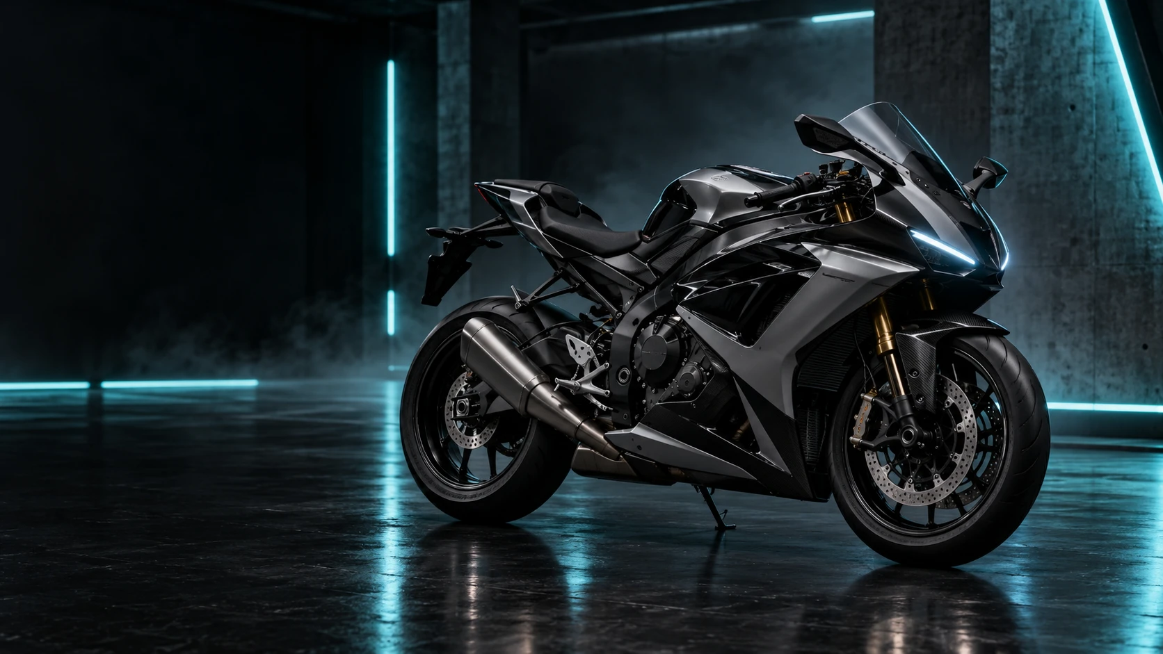 Escena conceptual de moto deportiva carenada